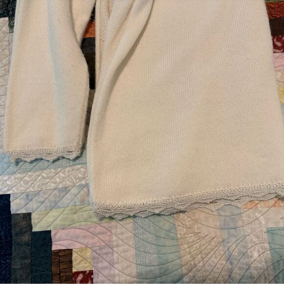 Vintage Napa Valley Womens Sweater Large White Beaded Mock Neck Grannycore 80s - Picture 8 of 9